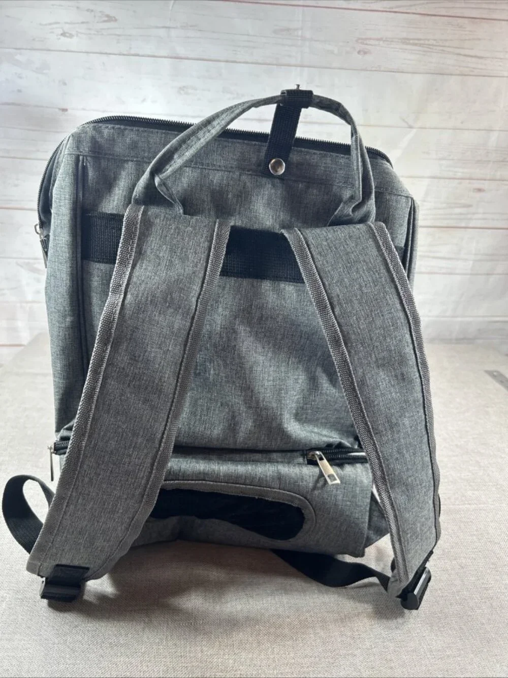 2 Tone Gray Breast Pump Backpack Cooler Moisture Proof Bag Double Layer Zip Up
